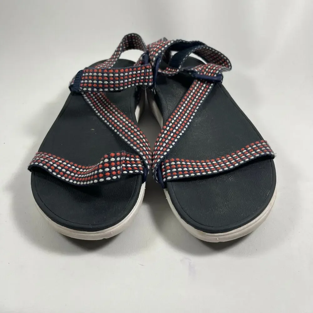 Fitflop Z Strap Sandals 9 Comfort Casual Blue Red Summer Classic Beach